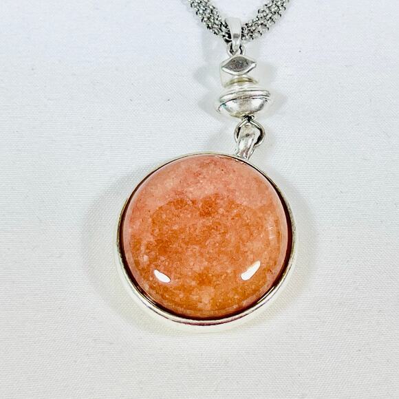 Rhodochrosite Navajo Round Double Sided Pendant Necklace Jewelry 16" Fantasy - Picture 5 of 11